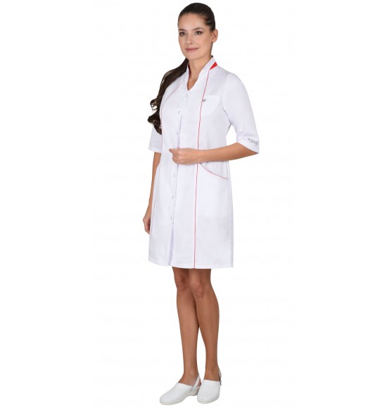 Халат СИРИУС-МУЗА женский белый с красным