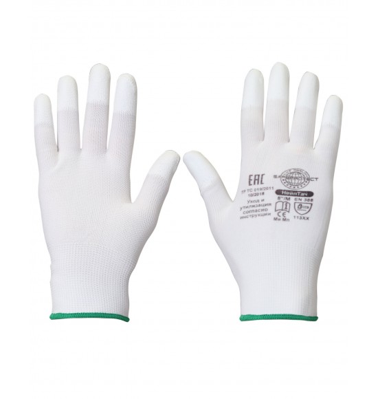 Перчатки Safeprotect НейпТач (нейлон+полиуретан на конч.пальцев, белый)