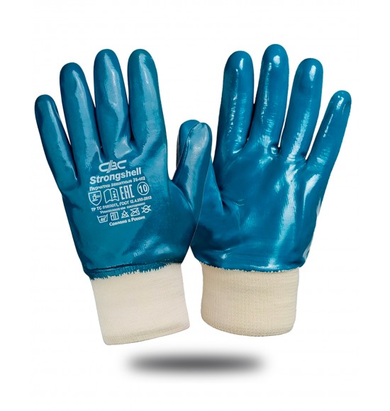 Перчатки Стронгшелл (Strongshell) х/б с полным нитрильным покрытием манжет р.10 (х5х144)