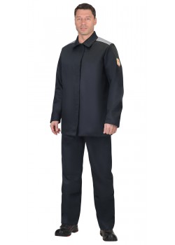 Костюм сварщика СИРИУС-РИГЕЛЬ-РОСС куртка длинная, брюки, черный с серым Костюм сварщика СИРИУС-РИГЕЛЬ-РОСС куртка длинная, брюки, черный с серым