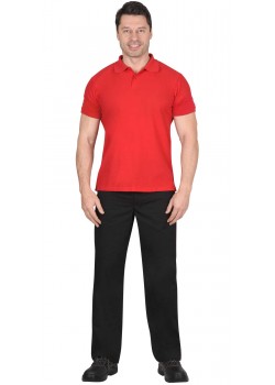 Рубашка-поло красная короткие рукава с манжетом, пл.180 г/м2