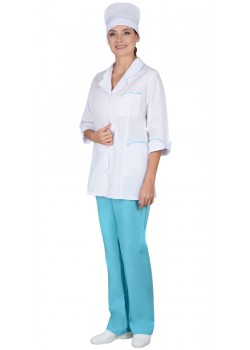 Костюм СИРИУС-ЖАСМИН женский белый со светло-бирюзовым