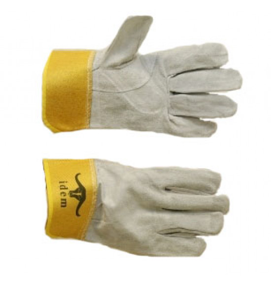 Перчатки спилковые (цельнокроенные, манжет-крага 7см, говяжий спилок 0,9-1,1мм, цвет серый)