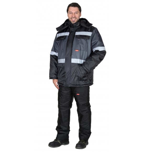 Куртка СИРИУС-ТЕРМИНАЛ зимняя, черная с темно-серым и СОП