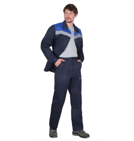 Костюм СИРИУС-СТАНДАРТ куртка, брюки т.синий с васильковым СОП 50 мм