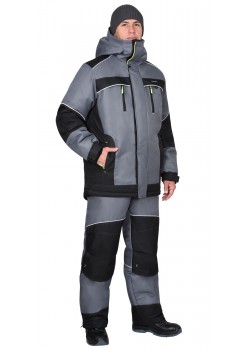 Костюм СИРИУС-АРКТИКА зимний, куртка дл., брюки, средне-серый с черным Костюм СИРИУС-АРКТИКА зимний, куртка дл., брюки, средне-серый с черным