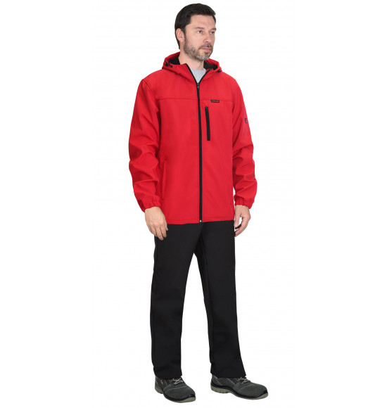Куртка "СИРИУС-Азов" с капюшоном красная софтшелл пл 350 г/кв.м 