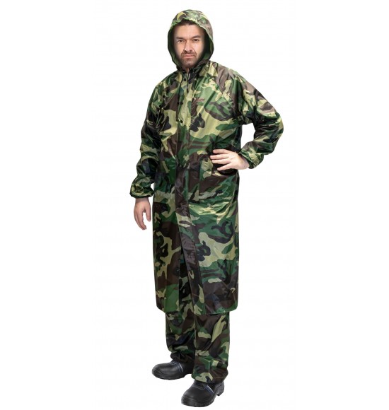 Плащ влагозащитный SIRIUS Стандарт (210 гр/м2) КМФ зеленый (ЧЗ)