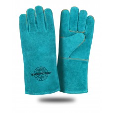 Краги спилковые утепленные КАМЧАТКА Safeprotect бирюзовые (меховые) р.10,5 (х6х60)