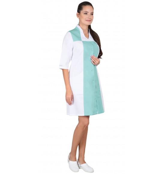 Халат СИРИУС-НИКОЛЬ женский белый мятный Халат СИРИУС-НИКОЛЬ женский белый мятный