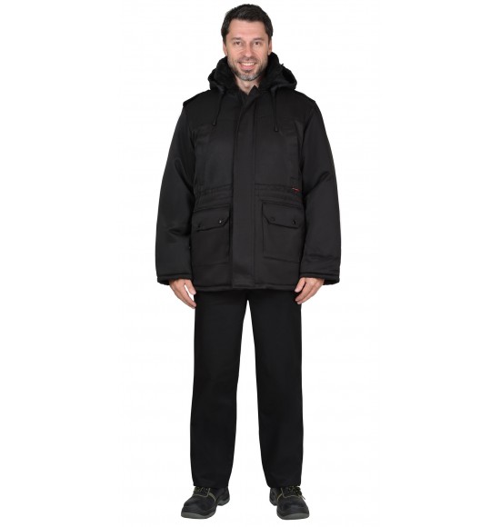 Куртка СИРИУС-БЕЗОПАСНОСТЬ зимняя удлиненная, черная