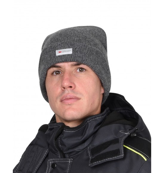 Шапка трикотажная серая СИРИУС Юка с утеплителем Тинсулейт (х12х120)