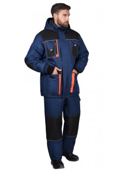 Костюм СИРИУС-МАНХЕТТЕН-М зимний, куртка дл, брюки, тёмно-синий с черным и кирпичной отделкой Костюм СИРИУС-МАНХЕТТЕН-М зимний, куртка дл, брюки, тёмно-синий с черным и кирпичной отделкой