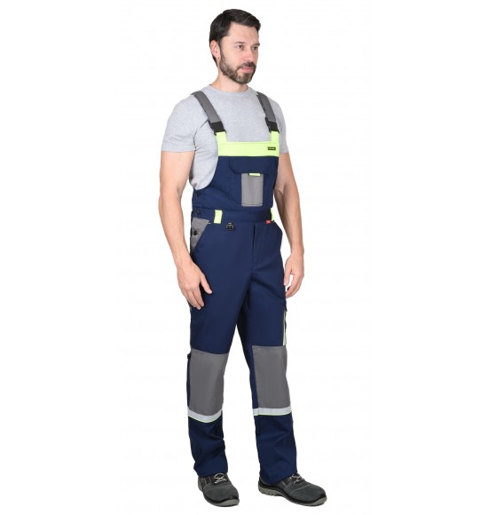 Полукомбинезон СИРИУС-СТАН синий со средне-серым и лимонной отделкой